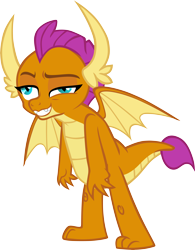 Size: 6682x8563 | Tagged: safe, artist:memnoch, smolder, dragon, claws, dragoness, drunk, fangs, female, grin, high, horns, raised eyebrow, simple background, smiling, solo, spread wings, toes, transparent background, vector, wings