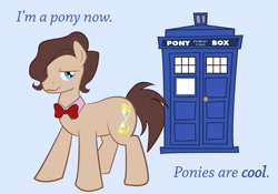 Size: 700x489 | Tagged: artist needed, safe, doctor whooves, pony, crossover, doctor who, eleventh doctor, matt smith, ponified, tardis