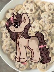 Size: 1050x1400 | Tagged: safe, artist:wubxxy, oc, oc only, pony, unicorn, cookie, food, horn, irl, photo, unicorn oc, unshorn fetlocks