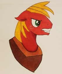 Size: 1824x2147 | Tagged: safe, artist:polar_storm, big macintosh, earth pony, pony, angry, colored sketch, male, pinned ears, solo, stallion, traditional art