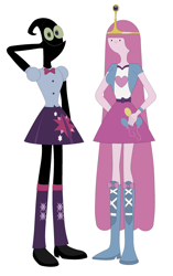 Size: 1720x2736 | Tagged: artist needed, source needed, safe, equestria girls, adventure time, barely pony related, cartoon network, clothes, cosplay, costume, female, implied pinkie pie, implied twilight sparkle, male, my little pony, nergal, nergal and princess bubblegum, outfit, parody, princess bubblegum, the grim adventures of billy and mandy