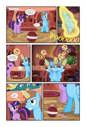 Size: 738x1083 | Tagged: safe, artist:koolfrood, twilight sparkle, oc, oc:ian denney, alicorn, pony, comic:ian's story, alicorn oc, comic, golden oaks library