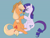 Size: 3264x2448 | Tagged: safe, artist:haibaratomoe, derpibooru import, applejack, rarity, earth pony, pony, unicorn, cowboy hat, cute, daaaaaaaaaaaw, female, flower, hat, jackabetes, lesbian, looking at each other, mare, raribetes, rarijack, shipping, smiling, stetson