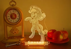 Size: 1900x1305 | Tagged: safe, artist:vasgotec, derpibooru import, applejack, earth pony, pony, acrylic plastic, acrylight, craft, engraving, led, nightlight, solo