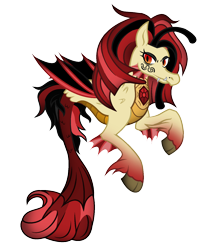 Size: 1268x1576 | Tagged: safe, artist:angelofthewisp, oc, oc only, siren, cloven hooves, fangs, female, gem, goth, simple background, siren gem, siren oc, solo, transparent background