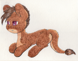 Size: 2835x2210 | Tagged: safe, artist:awesometheweirdo, oc, oc only, oc:etya, hybrid, behaving like a dog, female, solo, watercolor painting