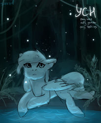 Size: 1418x1722 | Tagged: safe, artist:flysouldragon, oc, pony, any gender, any race, any species, commission, illustration, lake, solo, water, your character here