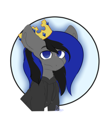 Size: 1024x1178 | Tagged: safe, artist:diantrex, oc, oc:ultra blue, earth pony, pony, clothes, crown, halfbody, hoodie, icon, jewelry, regalia, simple background, solo, transparent background
