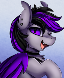 Size: 1446x1764 | Tagged: safe, artist:pridark, oc, oc:nyro strider, bat pony, pony, bat pony oc, bust, commission, cute, one eye closed, portrait, solo, wink