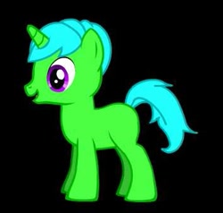 Size: 353x336 | Tagged: safe, oc, oc only, oc:green byte, pony, unicorn, pony creator, black background, colt, male, open mouth, simple background