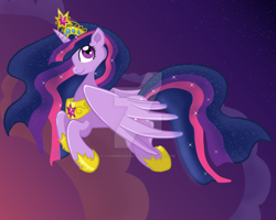 Size: 900x720 | Tagged: safe, artist:yoshimarsart, twilight sparkle, twilight sparkle (alicorn), alicorn, pony, big crown thingy, deviantart watermark, jewelry, obtrusive watermark, regalia, solo, watermark