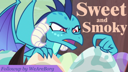 Size: 1600x900 | Tagged: safe, edit, edited screencap, screencap, princess ember, dragon, sweet and smoky, dragon egg, dragoness, egg, episode followup, female, solo