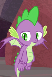 Size: 478x709 | Tagged: safe, screencap, spike, dragon, sweet and smoky, claws, cropped, flying, male, solo, tail, toes, winged spike