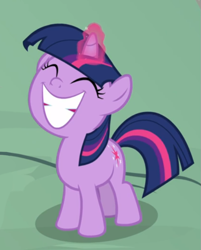 Size: 551x687 | Tagged: safe, edit, edited screencap, screencap, twilight sparkle, unicorn twilight, pony, unicorn, sparkle's seven, cute, female, filly, filly twilight sparkle, grin, happy, smiling, solo, twiabetes, younger