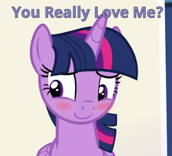 Size: 1146x1045 | Tagged: safe, edit, edited edit, edited screencap, screencap, twilight sparkle, twilight sparkle (alicorn), alicorn, pony, better together, equestria girls, spring breakdown, bashful, blushing, bronybait, caption, cropped, cute, daaaaaaaaaaaw, female, image macro, looking away, mare, shy, smiling, solo, text, twiabetes