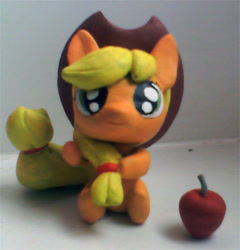 Size: 600x625 | Tagged: safe, derpibooru import, applejack, earth pony, pony, craft, cute, figurine, jackabetes, photo