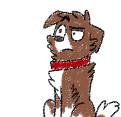 Size: 269x259 | Tagged: safe, artist:askwinonadog, winona, dog, ask, ask winona, confused, description is relevant, raised eyebrow, simple background, sitting, solo, tumblr, wat, white background