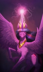 Size: 675x1112 | Tagged: safe, artist:angusdra, princess twilight 2.0, twilight sparkle, twilight sparkle (alicorn), alicorn, pony, the last problem, digital art, eyes closed, magic, older, older twilight, solo, spread wings, wings