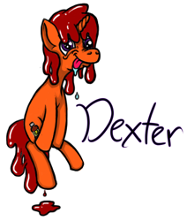 Size: 391x462 | Tagged: safe, artist:zetapuppis, oc, oc only, oc:dexter, pony, cough syrup, dripping, high, solo, tongue out