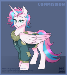 Size: 3657x4106 | Tagged: safe, artist:dragonfoxgirl, princess flurry heart, alicorn, pony, absurd resolution, alternate hairstyle, bomber jacket, clothes, female, jacket, mare, older, older flurry heart, smiling, solo