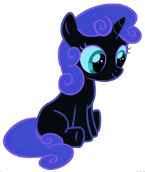 Size: 1500x1776 | Tagged: safe, edit, nightmare moon, sweetie belle, pony, unicorn, female, filly, foal, fusion, palette swap, ponyar fusion, recolor, simple background, sitting, solo, transparent background, vector, vector edit