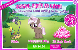 Size: 1034x672 | Tagged: safe, brown sugar, pony, unicorn, advertisement, costs real money, female, filly, gameloft, official, sale