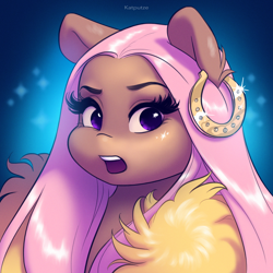 Size: 1890x1890 | Tagged: safe, artist:katputze, pony, ear piercing, earring, female, jewelry, mare, nicki minaj, piercing, ponified, solo