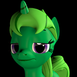 Size: 1000x1000 | Tagged: safe, artist:sashagemini, oc, oc only, oc:lime dream, pony, unicorn, 3d, female, mare, source filmmaker, unimpressed