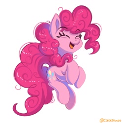 Size: 1000x1000 | Tagged: safe, artist:ask-colorsound, derpibooru import, pinkie pie, earth pony, pony, cute, diapinkes, eyes closed, female, mare, open mouth, simple background, solo, white background