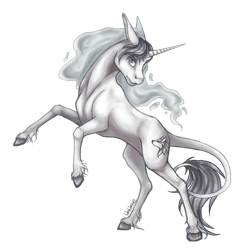 Size: 3000x3000 | Tagged: safe, artist:unume, oc, oc:sumona, classical unicorn, pony, unicorn, cloven hooves, ethereal mane, leonine tail, unshorn fetlocks