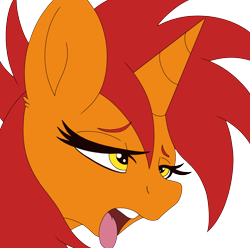 Size: 1550x1536 | Tagged: artist needed, safe, oc, oc:bonfire (pony), pony, unicorn, female, rule 63, tongue out