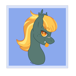 Size: 2000x2000 | Tagged: safe, artist:d3mxn, oc, oc:friendly fire, bat pony, pony, bust, male, portrait, solo, stallion, tongue out