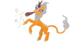 Size: 1920x1080 | Tagged: safe, artist:dumbprincess, kirin, pony, full body, party, simple background, solo, white background