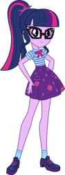 Size: 5000x13333 | Tagged: safe, artist:twilirity, sci-twi, twilight sparkle, better together, equestria girls, absurd resolution, bowtie, clothes, female, geode of telekinesis, glasses, legs, looking at you, magical geodes, ponytail, pose, shoes, simple background, skirt, smiling, socks, solo, transparent background, vector