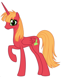 Size: 1920x2419 | Tagged: safe, edit, big macintosh, oc, oc:fausticorn, alicorn, pony, alicornified, female, fusion, mare, palette swap, ponyar fusion, raised hoof, recolor, simple background, solo, transparent background, vector, vector edit