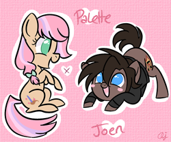 Size: 500x416 | Tagged: safe, artist:inkie-heart, oc, oc:joen klausen, oc:palette, pony