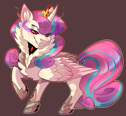 Size: 2081x1922 | Tagged: dead source, source needed, safe, artist:petergriffinschin, princess flurry heart, alicorn, pony, accessory swap, corrupted, evil flurry heart, evil grin, female, grin, implied king sombra, mare, older, older flurry heart, possessed, smiling, solo, sombra eyes