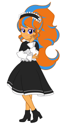 Size: 2000x3800 | Tagged: safe, artist:gabosor, derpibooru exclusive, part of a set, oc, oc:cold front, equestria girls, boots, clothes, crossdressing, cute, dress, femboy, hair extensions, headband, lidded eyes, lipstick, lolita fashion, looking at you, maid, male, ponytail, princess princess, shoes, simple background, smiling, smug, solo, transparent background