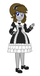 Size: 2000x3800 | Tagged: safe, artist:gabosor, derpibooru exclusive, part of a set, oc, oc:disty, equestria girls, bow, clothes, crossdressing, cute, dress, femboy, headband, lisptick, lolita fashion, looking at you, maid, male, princess princess, shoes, simple background, smiling, solo, transparent background