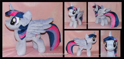 Size: 1600x770 | Tagged: safe, artist:peruserofpieces, twilight sparkle, twilight sparkle (alicorn), alicorn, female, front view, horn, irl, mare, photo, plushie, profile, solo, toy, wings