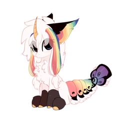 Size: 1024x1035 | Tagged: safe, artist:little-sketches, oc, oc only, original species, pony, suisei pony, chest fluff, closed species, female, horn, mare, simple background, solo, white background