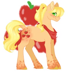 Size: 1024x1114 | Tagged: safe, artist:uniquecolorchaos, derpibooru import, applejack, earth pony, pony, alternate design, solo