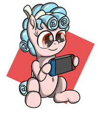 Size: 2400x3000 | Tagged: safe, artist:saburodaimando, cozy glow, pegasus, pony, belly button, cozybetes, cute, newbie artist training grounds, nintendo, nintendo switch, simple background, solo