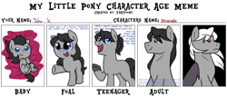 Size: 2000x852 | Tagged: safe, artist:yokokinawa, oc, oc:dracula, pony, age meme, age progression, baby, colt, male, meme, stallion, teenager