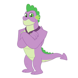 Size: 3000x3000 | Tagged: safe, artist:squipycheetah, spike, dragon, the last problem, crossed arms, gigachad spike, happy, looking at you, older, older spike, royal advisor, simple background, smiling, solo, transparent background, winged spike, wings