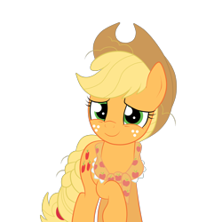 Size: 3000x3000 | Tagged: safe, artist:squipycheetah, derpibooru import, applejack, earth pony, pony, the last problem, applejack's hat, cowboy hat, cute, freckles, granny smith's scarf, happy, hat, looking at you, older, older applejack, raised hoof, simple background, smiling, solo, tail braid, transparent background