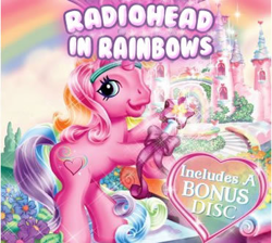 Size: 371x332 | Tagged: safe, rarity (g3), pony, g3, the runaway rainbow, album cover, in rainbows, parody, radiohead