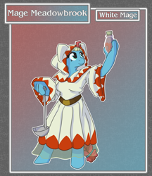 Size: 1688x1950 | Tagged: safe, artist:brownie-bytes, meadowbrook, anthro, unguligrade anthro, cloak, clothes, crossover, elixir, fantasy class, final fantasy, solo, white mage