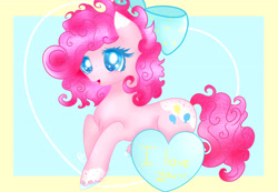 Size: 6500x4500 | Tagged: safe, artist:sweethearts11, derpibooru import, pinkie pie, earth pony, pony, absurd resolution, bow, colored pupils, hair bow, solo