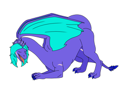 Size: 1476x1039 | Tagged: safe, artist:linedraweer, oc, oc only, oc:jade, dragon, background removed, bent over, commission, dragon oc, scar, simple background, solo, tail, transparent background, wings